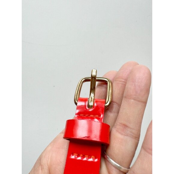 CLUB MONACO Red Orange Patent Leather Skinny Belt, Size XS - Picture 8 of 11